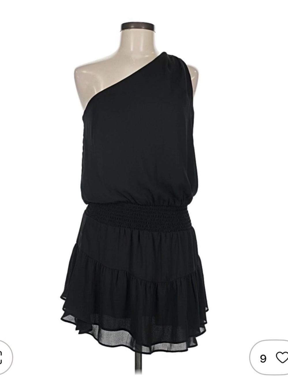 Krisa One-Shoulder Black Tiered Mini Dress